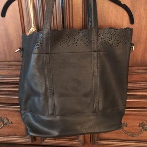 Black laser cut design tote